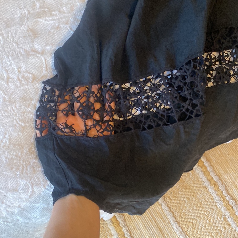 Ulla Johnson Black Silk Lace Detail Maxi Dress Size 8 - Picture 4 of 4